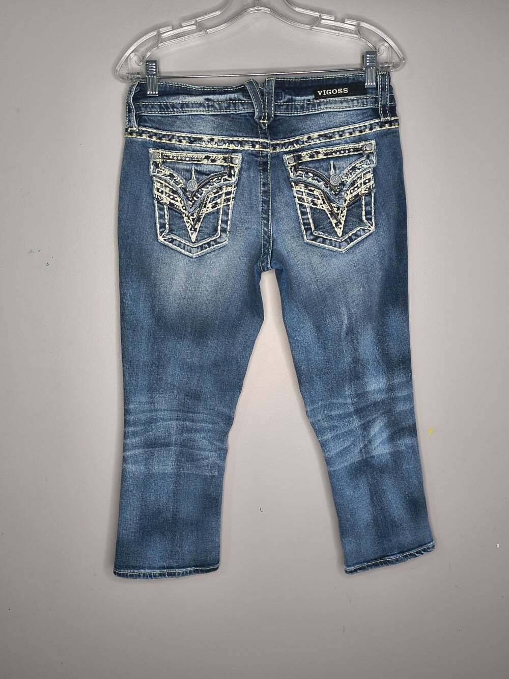 Vigoss Blue Capri Jeans The New York Embellished Back Pocket Design Womens 5/6